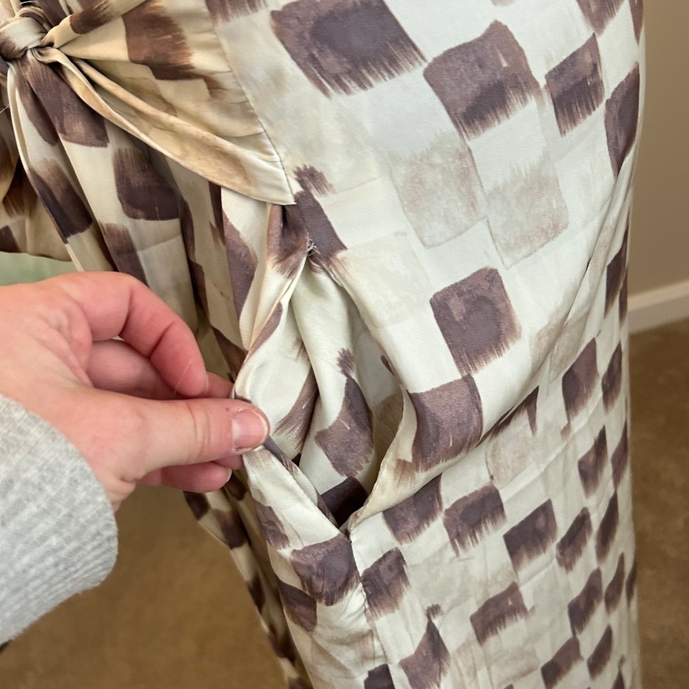 Grade & Gather Checkered Satin Dress Wisteria Size M - Picture 10 of 10